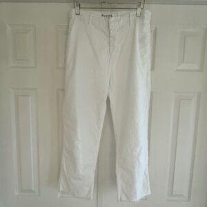 Frank & Eileen Kinsale Cropped Raw Hem White Linen Pants - 8 - EXCELLENT